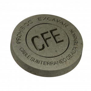 Placa de concreto polimérico para señalización de canalización en redes de distribución