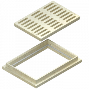 Rejilla y contramarco de concreto polimérico