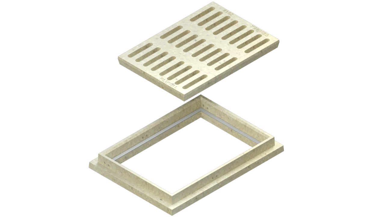 Rejilla y contramarco de concreto polimérico