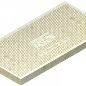 Tapa de concreto polimérico con logo de Telmex