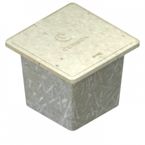 Vista isométrica del registro para fibra óptica de concreto polimérico