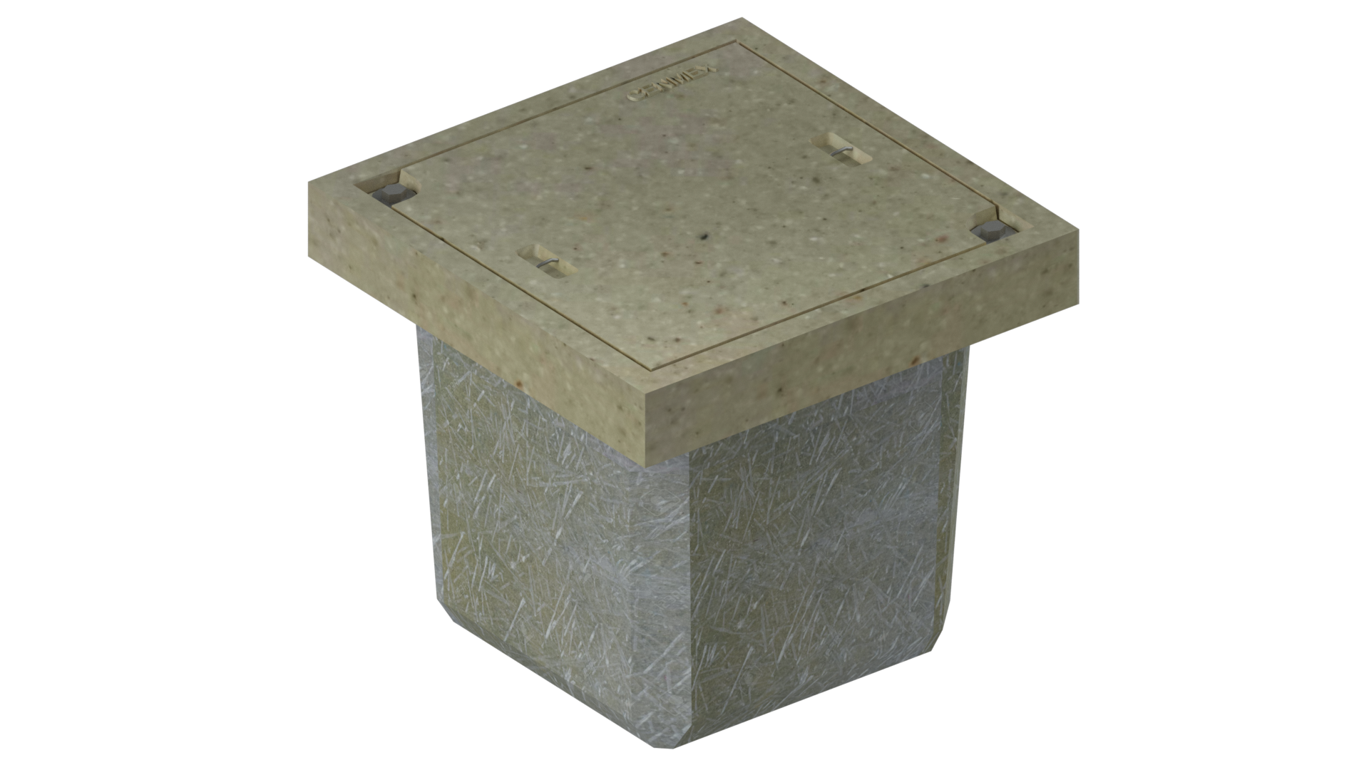 Vista isometrica del registro para alumbrado de concreto polimérico